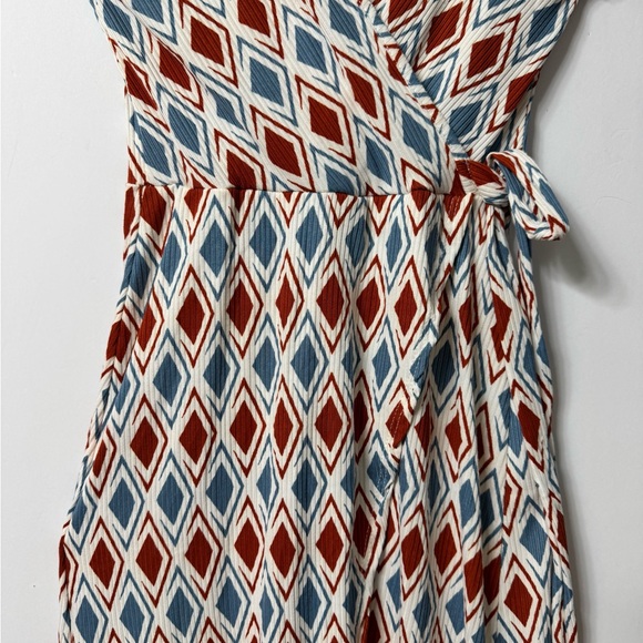 Jessica Simpson Faux Wrap Dress, S, blue/red sleeveless, V-neck NWOT - Picture 3 of 11